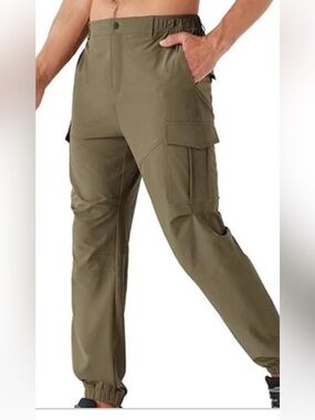 Lightweight URBEST Olive Cargo Jogger Pants  for Men - Utility Style Size 36